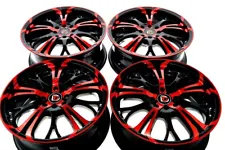 4 New DDR R25 17x7 4x100/114.3 40mm Black/Polished Red Wheels Rims (For: More than one vehicle)