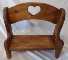 Vintage Handmade Wooden Bench w/ Heart Cut-Out for Dolls & Bears