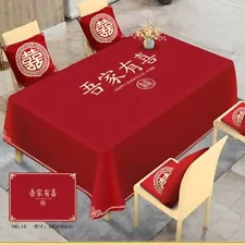 Red Chinese Style Festive Tablecloth Wedding Room Decor Happy Word Tablecloth