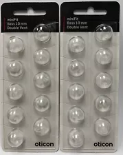 2 Packs Oticon miniFit 10mm Bass Double Vent Domes For Hearing Aids. 20 Total.