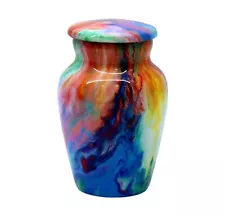 Esplanade Metal Mini Cremation Urn Keepsake Memorial Jar 3 Wave Multicolor