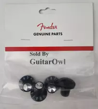 Fender Black Silver Skirted Push Amp Knobs Mini MADE IN THE U.S.A 0054419049