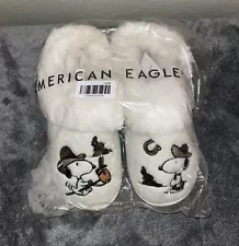 AE American Eagle Western Peanut Snoopy Fuzzy Slippers Size 8 | Brand New