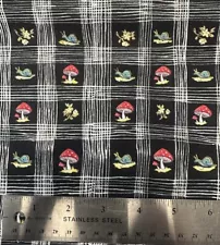 Blend Textiles French Hen Snails & Mushrooms Black Cotton Fabric By Yard