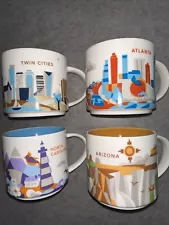 Starbucks You Are Here Mugs Lot (4) Atlanta Arizona North Carolina Twin Cities