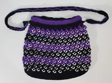 Soda Pop Top Pull Tab Purse Handbag Upcycled Woven Purple Black *Broken Zipper*