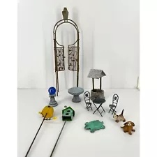 Fairy Garden Accessories Metal Garden Gate Chairs Wishing Well Birdhouse Animals