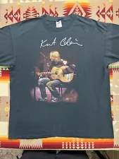 Vintage Kurt Cobain T Shirt Sz XL Nirvana Thrashed Black Fade Band Tee