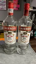 Smirnoff Vodka Empty Glass Bottles x 2 1Lt Arts & Crafts