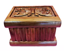 TURKISH PUZZLE MAGIC SECRET TRICK JEWELERY BOX CASE WOOD PANDORA HANDMADE SMALL