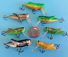 VTG LOT 7 REBEL CRICKHOPPER CRANKBAITS FISHING LURES DIVER MIXED HOPPER CRICKETS