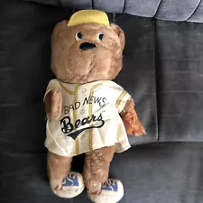 Vintage Knickerbocker Bad News Bears Baseball Bear Plush 14" Hat Mitt Shoes