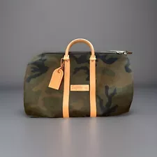 Supreme Louis Vuitton LV Camo Canvas Keepall Bandouliere 45