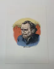 RARE Ltd Ed Charles Bukowski R. Crumb Serigraph Portrait Art Print 9.5" x 6.5"