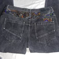 Artful Dodger Embellished Rhinestones Black Wash Jeans Mens 40x32 Streetwear