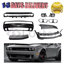 Full Front Bumper Cover & Grille & Lip Hellcat Style For 15-23 Dodge Challenger