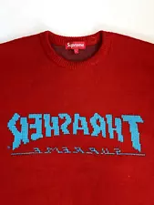 SUPREME THRASHER SWEATER RED SIZE LARGE/FW21 WEEK 5/ 100% AUTHENTIC WORN ONCE