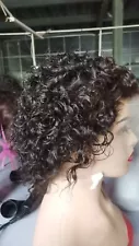 Hot sale Pixie Full lace wig 6" curly human hair for women Free shipping