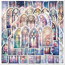 10pcs Stained Glass Church Window Stickers. Scrapbooking, Journaling, Crafts-