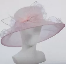 CROFT & BARROW Womens Organza Big Brim Bow Floppy Hat Accessory"PINK"One Sz NWT