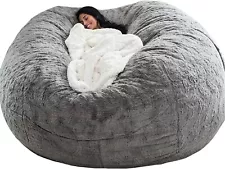 Microsuede 7ft Giant Bean Bag Memory Foam Cover Indoor Outdoor Soft Sofa