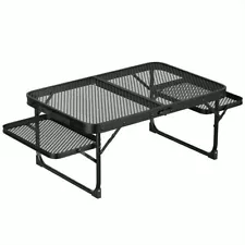 Portable Folding Picnic Table & Grill, Aluminum Roll-Up Table for Outdoor Use