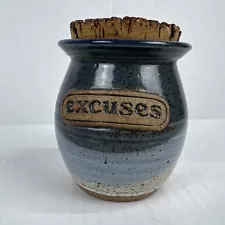 Pottery Excuses Ceramic Pottery Bank Jar With Cork Top Cork Has Bark Texture