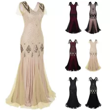 Women Sequin Evening Dress 1920s Flapper Cocktail Mermaid Formal Gown New