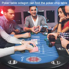 8 Player Folding Poker Table with Collapsible Legs, Padded Rail and Cup Holders