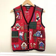 Planet & Co. Women's Embellished Ugly Christmas Sweater Vest Small Embellished