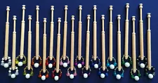 10 Pairs of Spangled Midland Wooden Lace Making Bobbins by Harlequin Lace