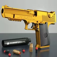 Gold Desert Eagle Realistic Toy gun Shell Soft Bullet Automatically Load Pistol