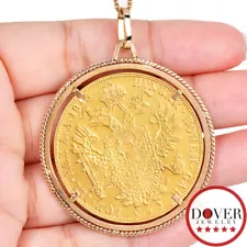 Estate 24K Gold France 1915 Coin 18K Frame Pendant 18.8 Grams NR