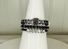 Bomb Party Ring RBP7785 "SHE COMMANDS THE ROOM" Opal Black Onyx Cz Hematite Sz 9