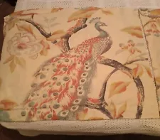 Pottery Barn pillow 2 shams linen cotton blnd peacock bird floral STANDARD NICE!