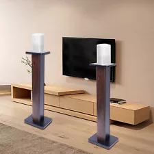 2x Walnut Wood Speaker Stands Home Theatre Bookshelf Surround Sound Support 90cm