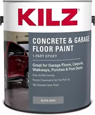 Epoxy Acrylic Concrete and Garage Floor Paint, Interior/Exterior, Satin, Sla/e