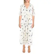 Lauren Ralph Lauren Womens White Printed Sheer Daytime Shift Dress 8 BHFO 1232