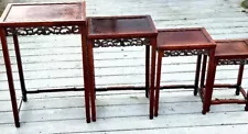 RARE Find Set of 4 Asian Carved Rosewood Nesting Tables Beautiful Charity