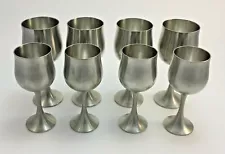 Royal Selangor Pewter Vintage Goblet Cup Set 8 Wine Beer Water 4oz 7oz Malaysia