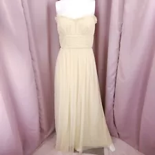 Vera Wang Maids Womens Ivory Tulle Strapless Empire Waist A-line Evening Dress 6