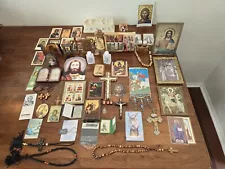 Large Vintage Religious Lot With Items From Jerusalem, Relics, Plaques, Jewerly