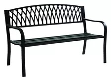 Living Accents KMS620G Black Grass Back Cast Iron Park Bench