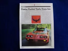 1980 PONTIAC TRANS AM TURBO COUPE - ORIGINAL ROAD TEST - EXCELLENT CONDITION