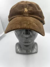 Vintage Polo Ralph Lauren Corduroy Leather Strapback Adjustable Hat