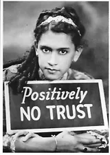 "Positively No Trust" girl 1980 printed postcard Photo by James Van Der Zee 1936