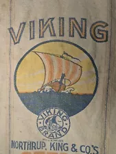 Vintage Viking Brand Seed Grain Bag Sack Northrup King Farmhouse Advert Rare Old