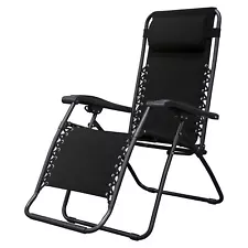 Caravan Zero Gravity Outdoor Folding Camping Patio Lounge Chair, Black (Used)