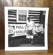 Sale is for a Circa 1950's Snapshot- Waitress In Front of Diner-Advertising