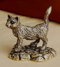 Cute Little Vintage Cat Antique Brass Victorian Old Golden Lustre Retro Statue